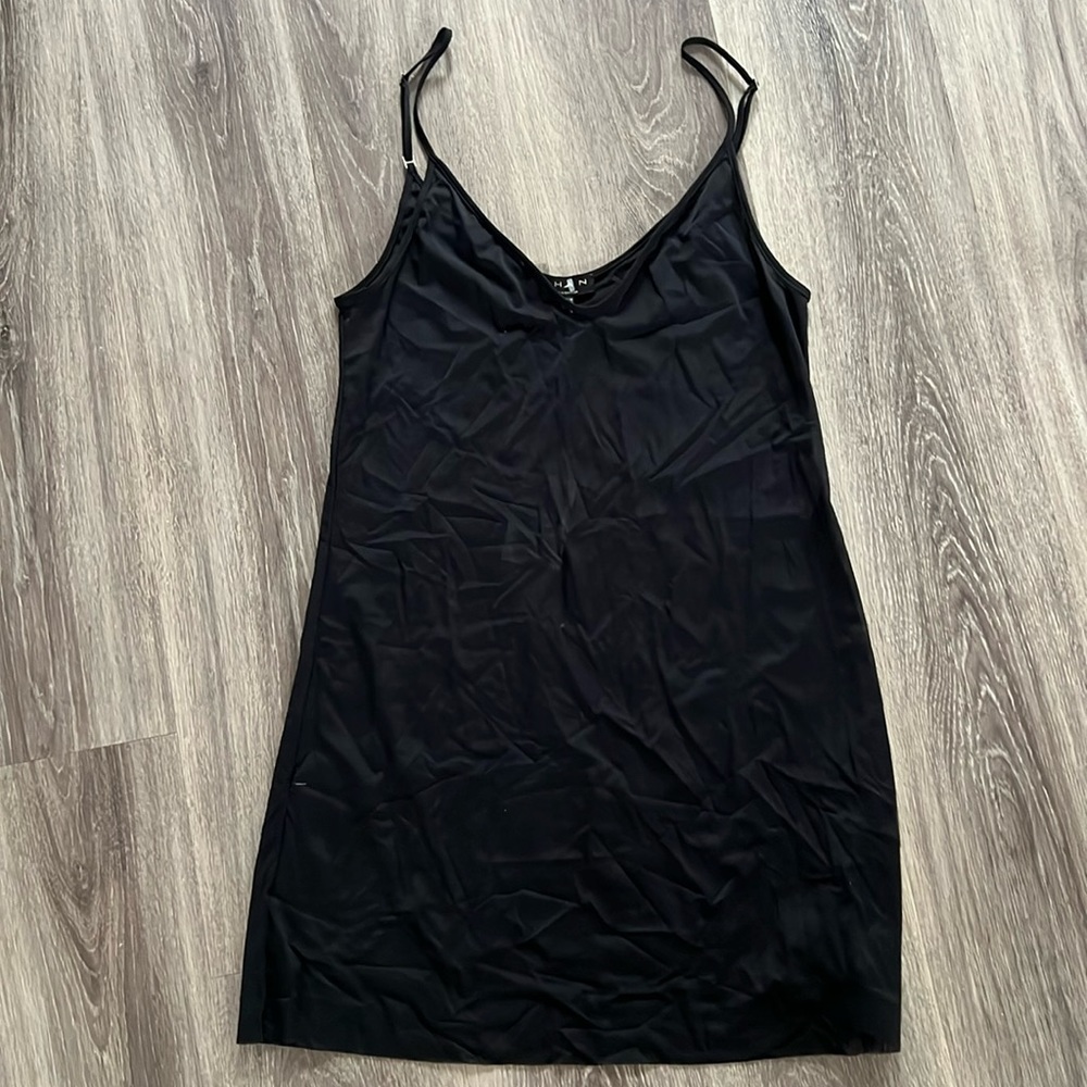 SHAN Black Satin Chemise Slip